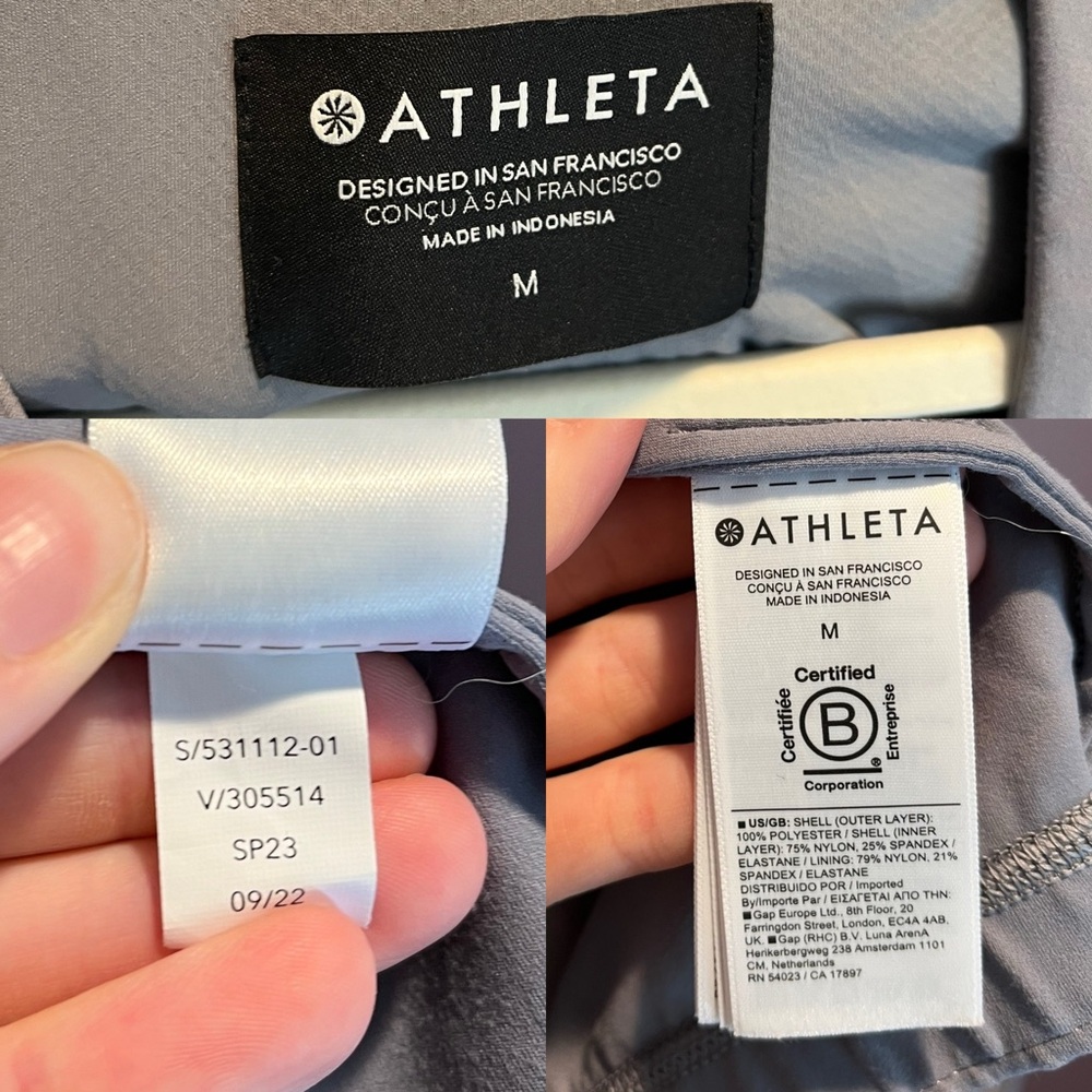 ATHLETA Wayfarer Bomber Jacket Performance Workout Gym Sporty Gray Blue … - Picture 14 of 16